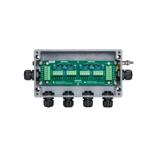 ANYLOAD J04EP-E / J04SP-E fiberglass junction box – IP67 load cell summing box with lightning protection and trim pots
