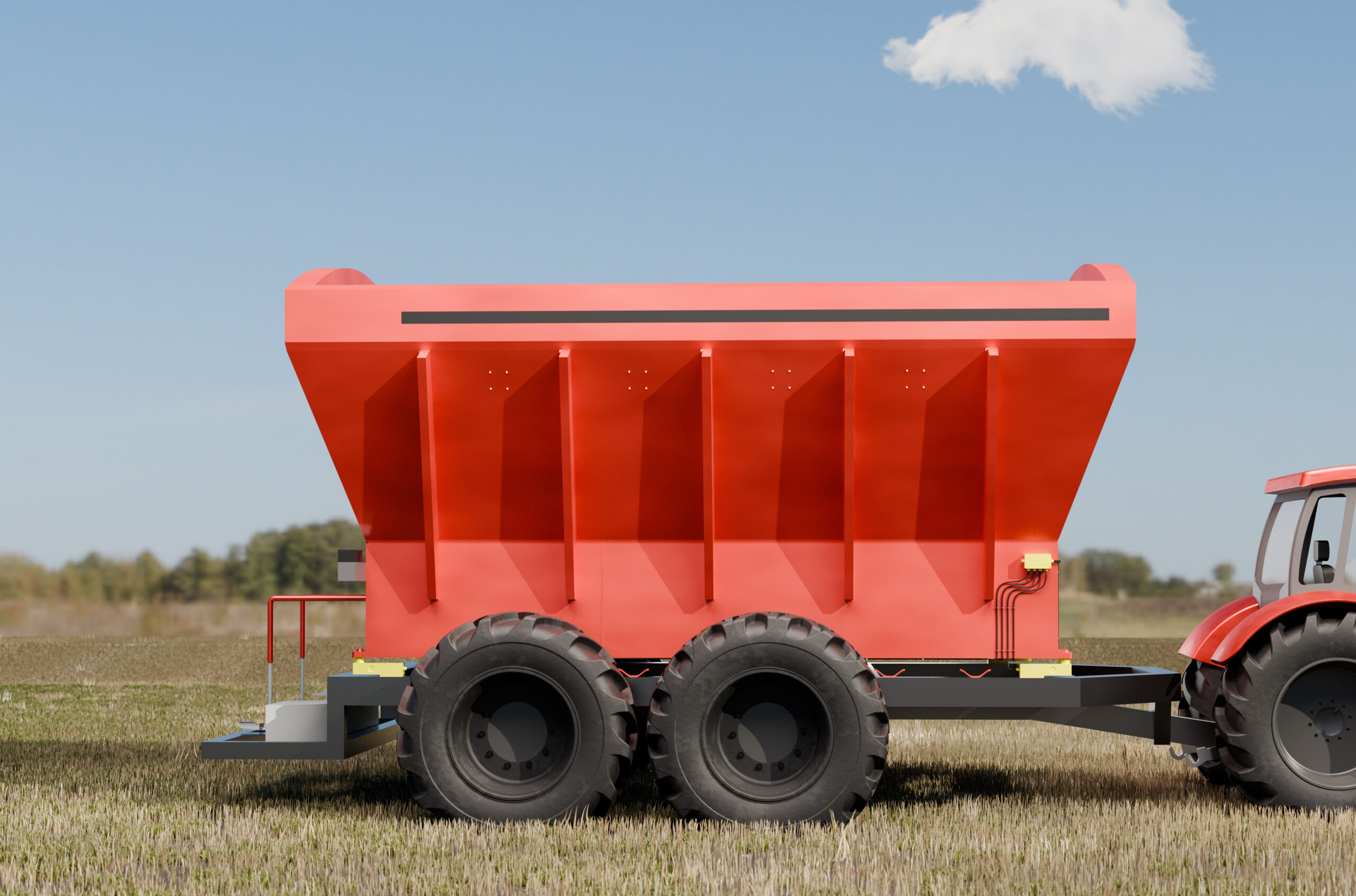 Pull type fertilizer cart with junction box and load cells.