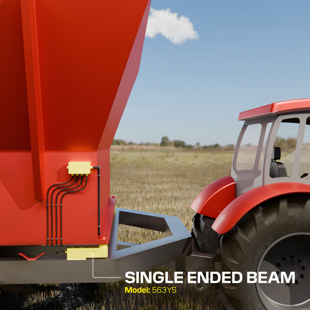 Anyload's 563YS single ended beam in use on a pull-type fertilizer cart.